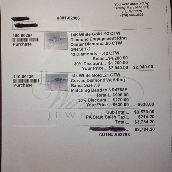 14k white gold wedding set size 7 - Picture 4 of 4